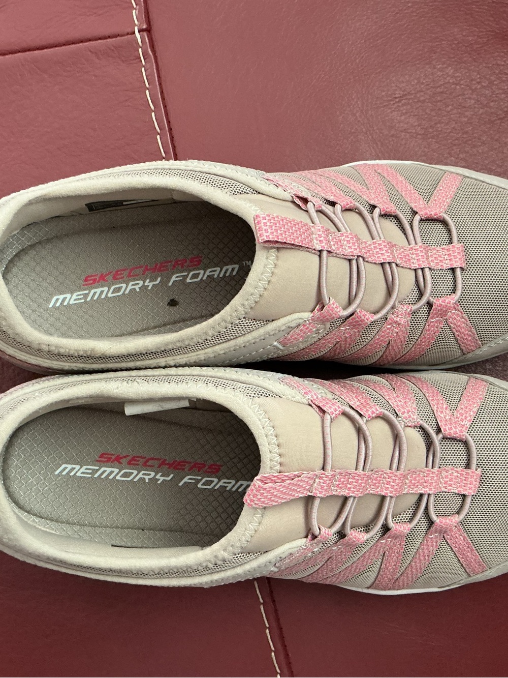 Women’s Neutral Taupe and Pink Athletic Vegan Slip-On Sneakers by Skechers - Picture 2 of 7
